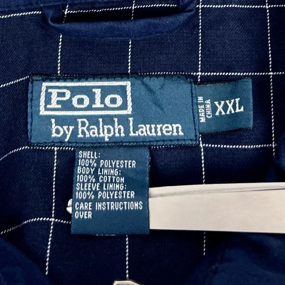 Polo Ralph Lauren Mens 2XL Harrington Blue Jacket Checkered Lined Golf Coat